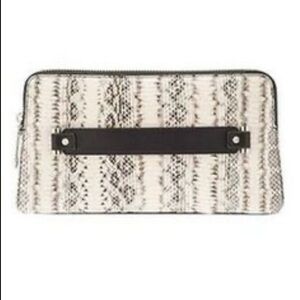 Milly Mercer Watersnake Large Tan/Black Clutch